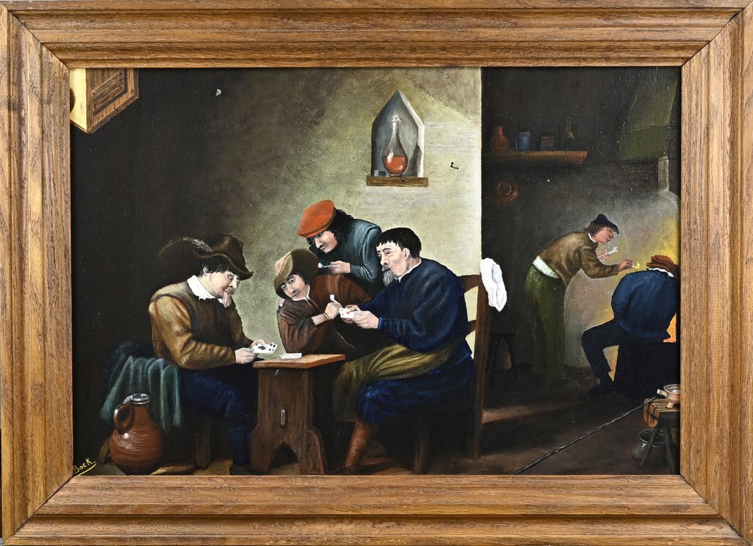 Signed painting, After Teniers: Signed painting. 20th century. Painting after a Teniers scene. Oil on canvas. Dimensions: 45 x 65 cm. In good condition.