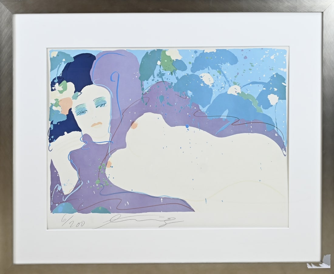 Walasse Ting, Reclining female nude: Walasse Ting. 1929 - 2010. No. 6/200. Reclining female nude. Screen print on paper. Dimensions: H 50 x W 68 cm. In good condition.