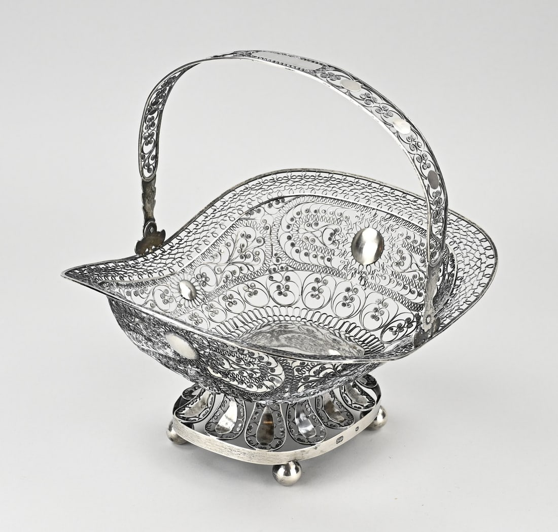 Silver filigree bread basket - 2