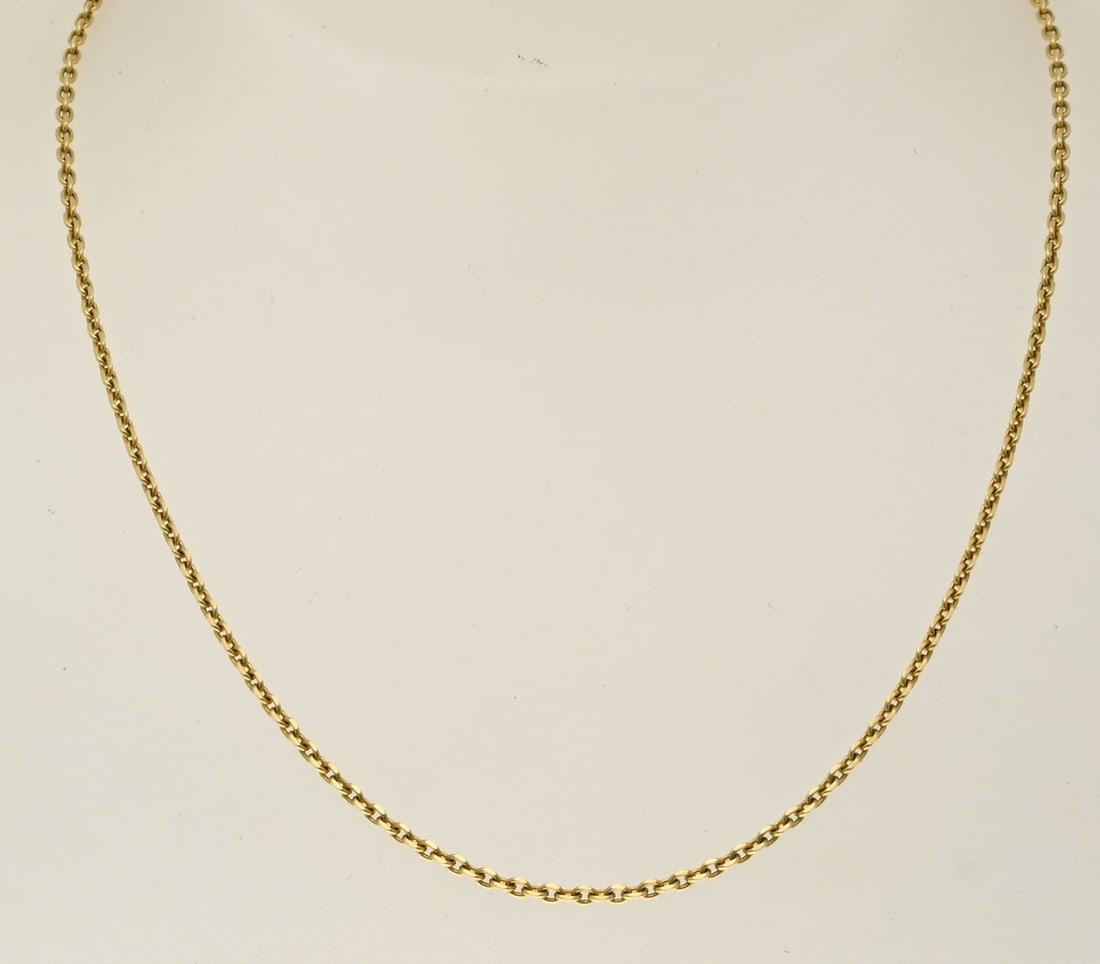 Gold anchor necklace: Yellow gold anchor necklace, 750/000. Thickness 1.2 mm. Length 70 cm. Approx. 7.6 grams. In very good condition.