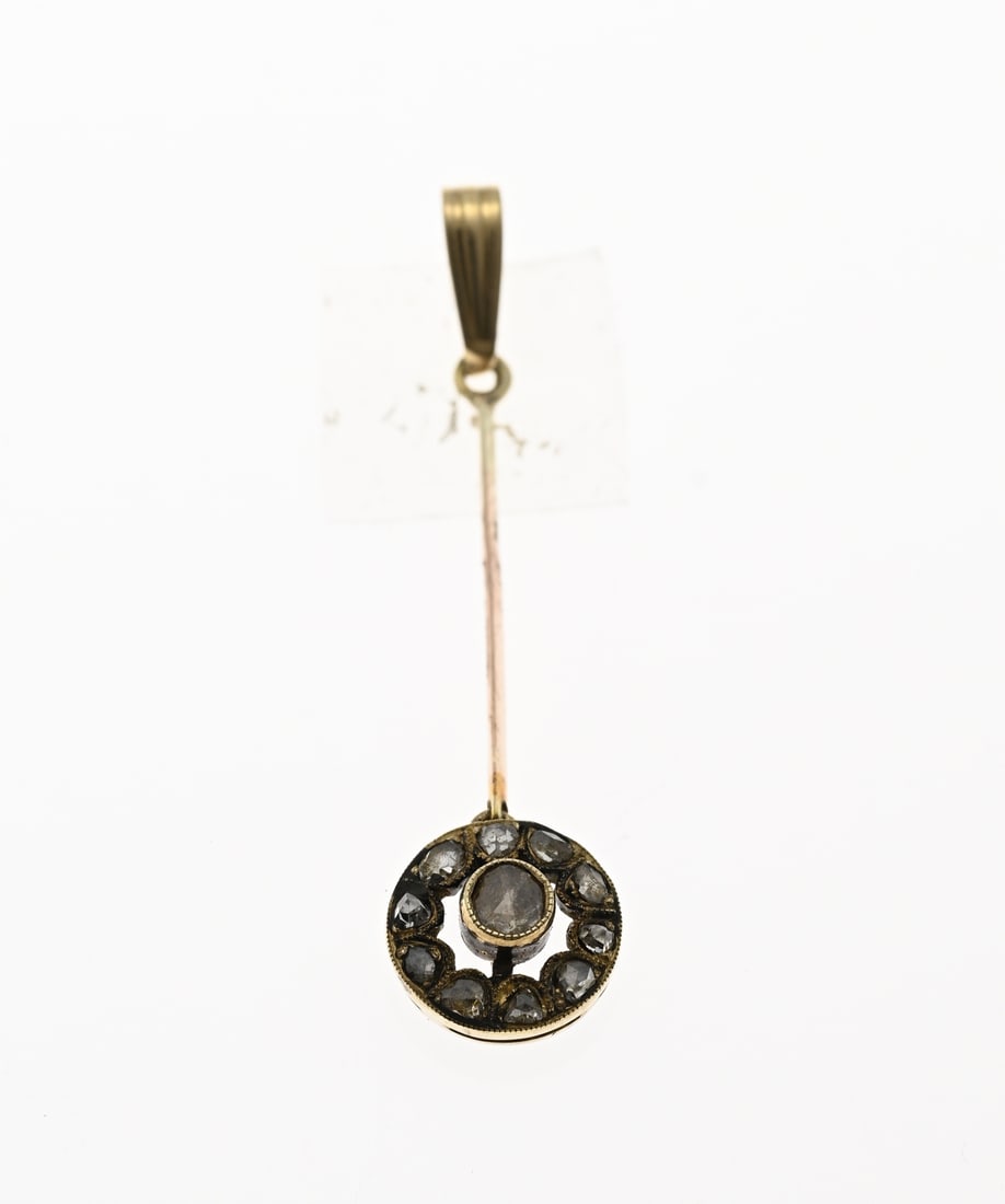 Gold rosette pendant with antique diamond (1 of 1)