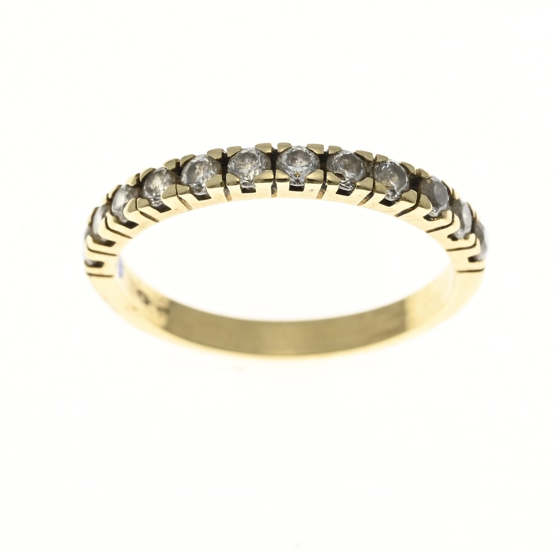 Gold tiered ring with cubic zirconia (1 of 1)