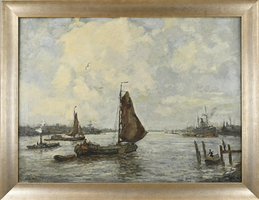 Evert Moll, Dutch harbor mouth with ships (1 of 1)