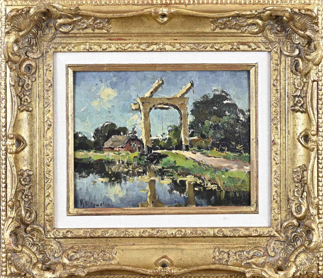 AC Rosemeier, Weissenbruch bridge: Alexander Coenraad Rosemeier. 1888 - 1992. The Weissenbruch Bridge. Oil on painter's cardboard. Dimensions: H 20 x W 26 cm. In good condition.