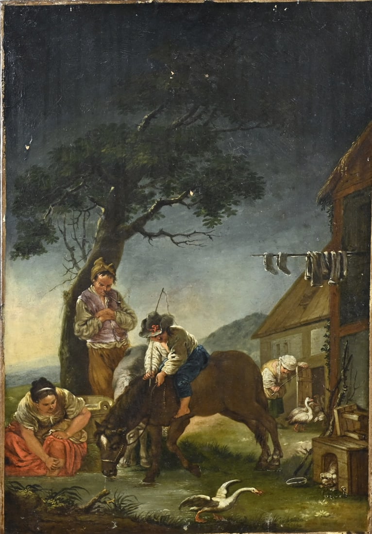 Painting, Landscape with figures and cattle (1 of 1)