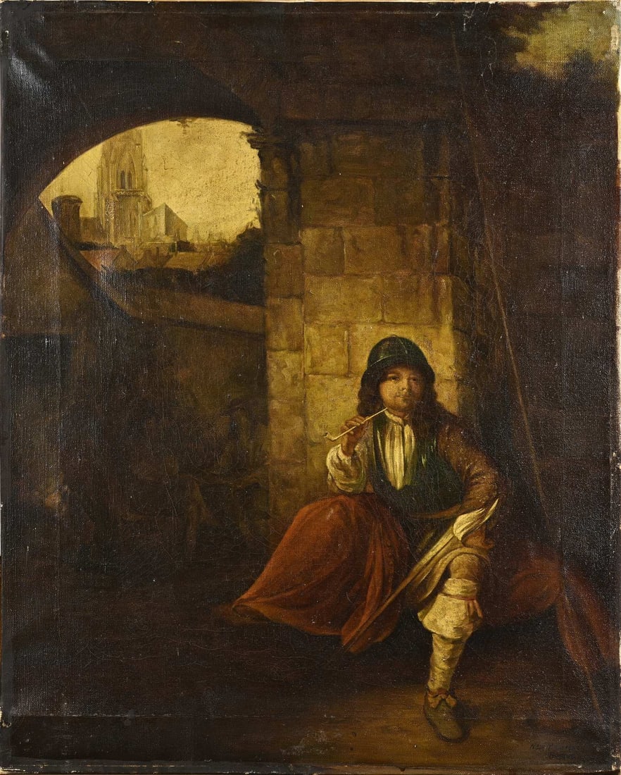 Copy to Pieter de Hoogh: Painted copy after an Old Master. After Pieter de Hoogh. Oil on canvas. Dimensions: H 67 x W 53 cm. In good condition.