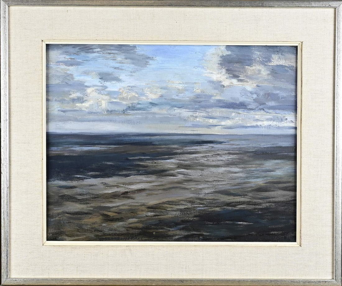 W. Vaarzon Morel, View of the Wadden: W. Vaarzon Morel. 1868 - 1955. Dutch School. View of the Wadden Sea. Oil on panel. Dimensions: H 42 x W 53 cm. In good condition.