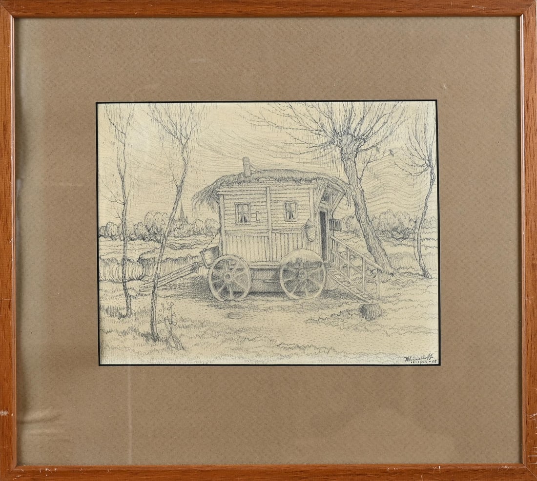 HA van Daalhoff, Caravan: HA van Daalhoff, 1918. 1867 - 1953. Drawing. Caravan. Pencil on paper. Dimensions: H 20 x W 25 cm. In good condition.