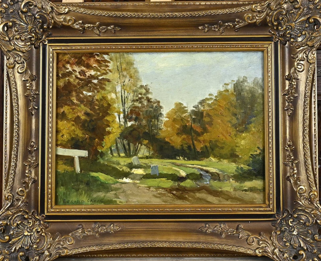 Gerard Krol, Twente landscape: Gerard Krol. 1882 - 1950 Enschede. Twente landscape. Oil on artist's cardboard. Dimensions: H 30 x W 40 cm. In good condition.