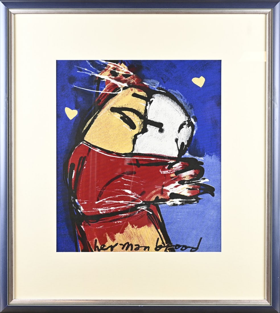 Herman Brood, Figure: Herman Brood. Texoprint. Figure. Lithograph on silk. Dimensions: H 42 x W 35 cm. In good condition.