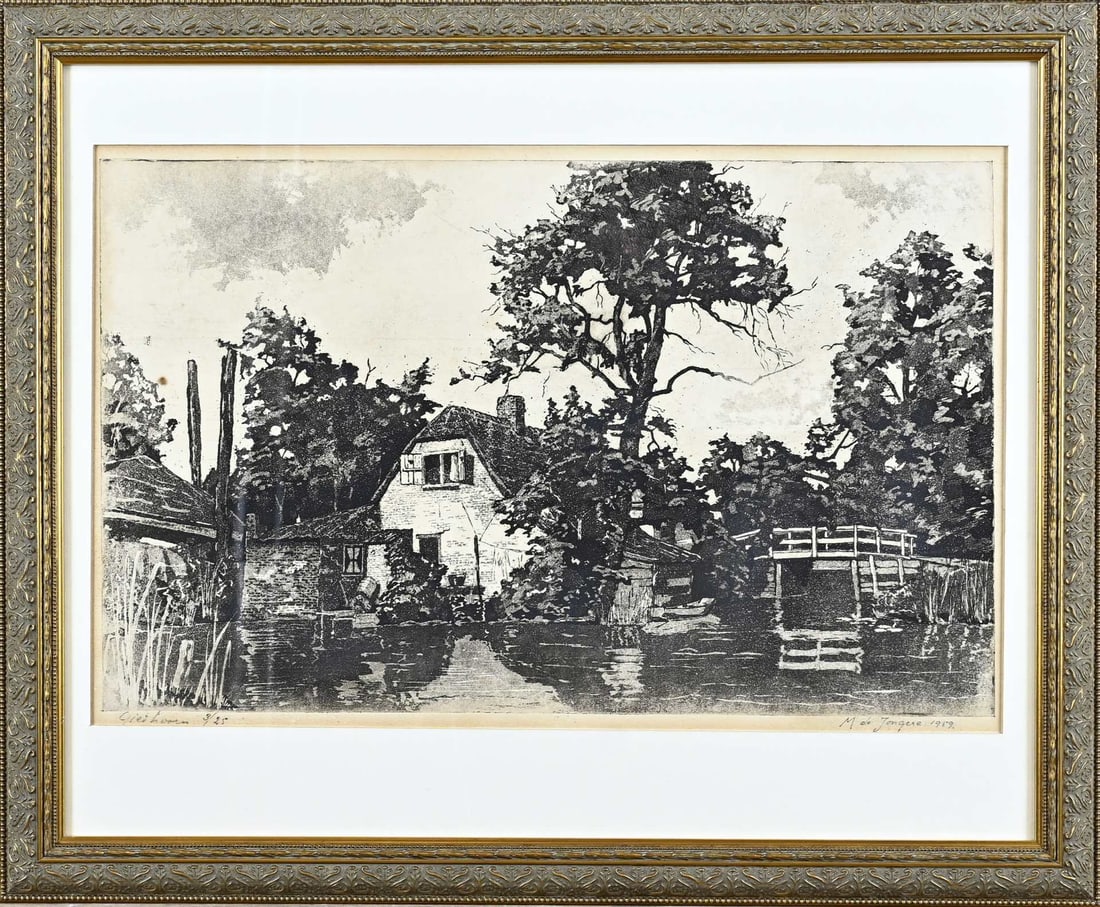 M. de Jongere, Giethoorn: M. de Jongere. Etching Giethoorn 1959. No. 3/25. Etching on paper. Dimensions: H 30 x W 45 cm. In good condition.