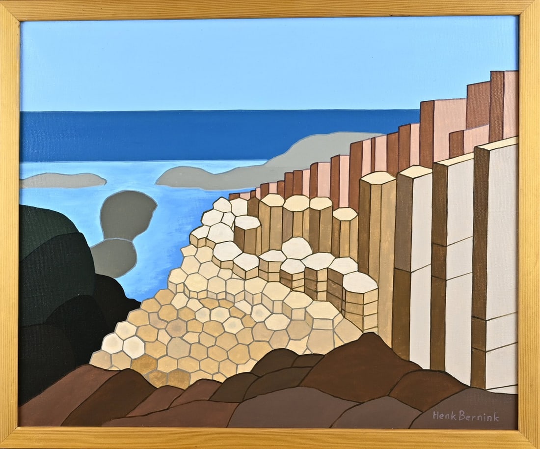 Henk Bernink, Giant Causeway Ireland: Henk Bernink, Enschede. Giant Causeway, Ireland. Acrylic on linen. Dimensions: H 50 x W 60 cm. In good condition.