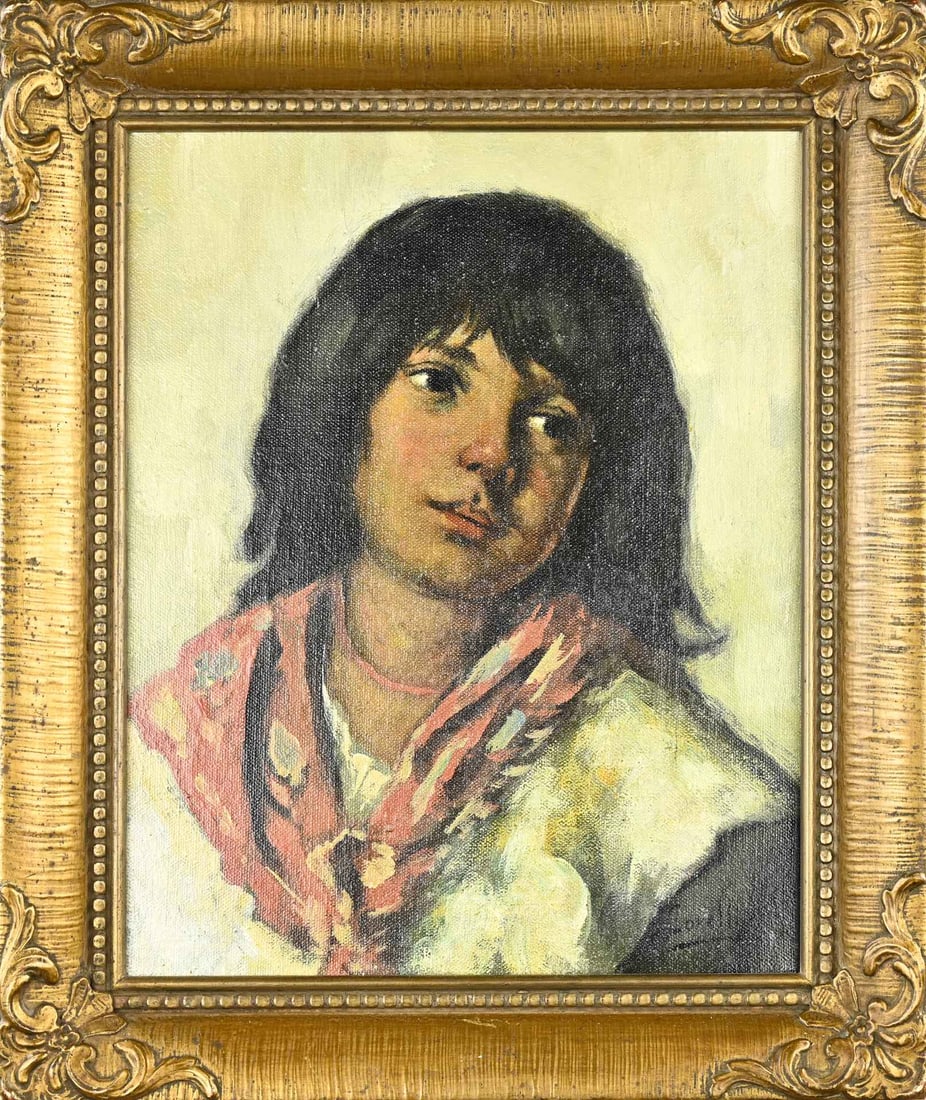 Corelli, Italian girl: Corelli. Italian School. Italian Girl. Oil on canvas. Dimensions: H 30 x W 24 cm. In good condition.