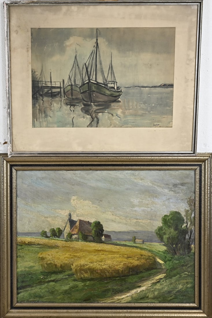2x Painting, Landscape/Harbor View (1 of 1)