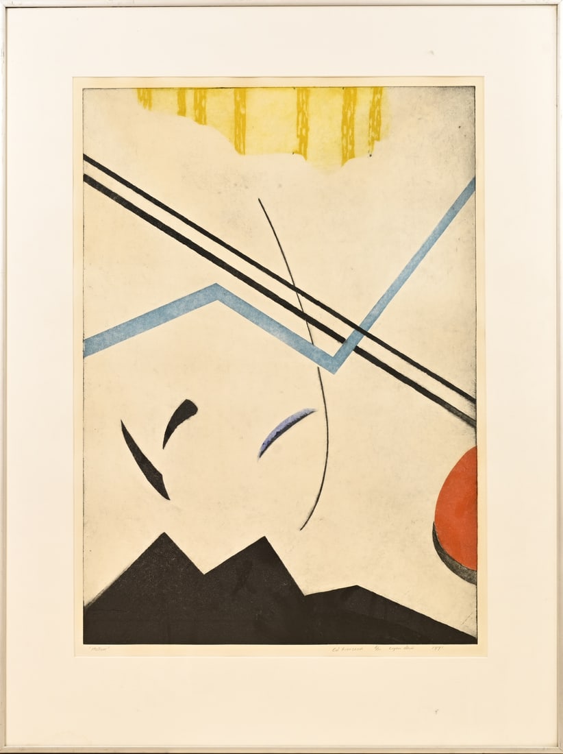 Ed Riensema, Motion: Ed Riensema, 1991. No.: 6/35. Title: Motion. Color etching on paper. Dimensions: H 61 x W 44 cm. In good condition.