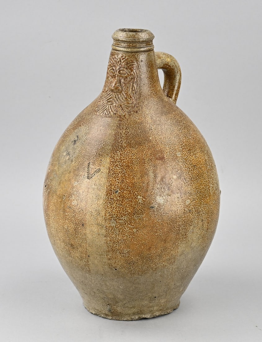 17th-century bearded man jug, H 34 cm. (1 of 3)