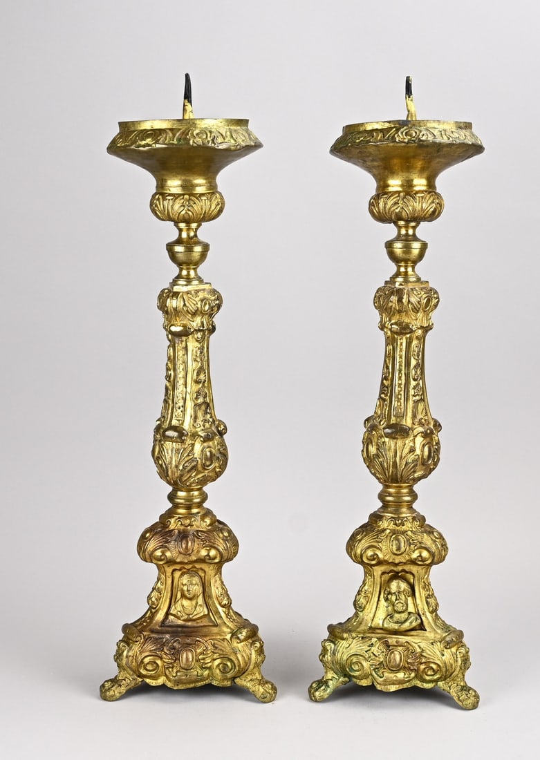 2x Church candlestick, H 55 cm. (1 of 1)