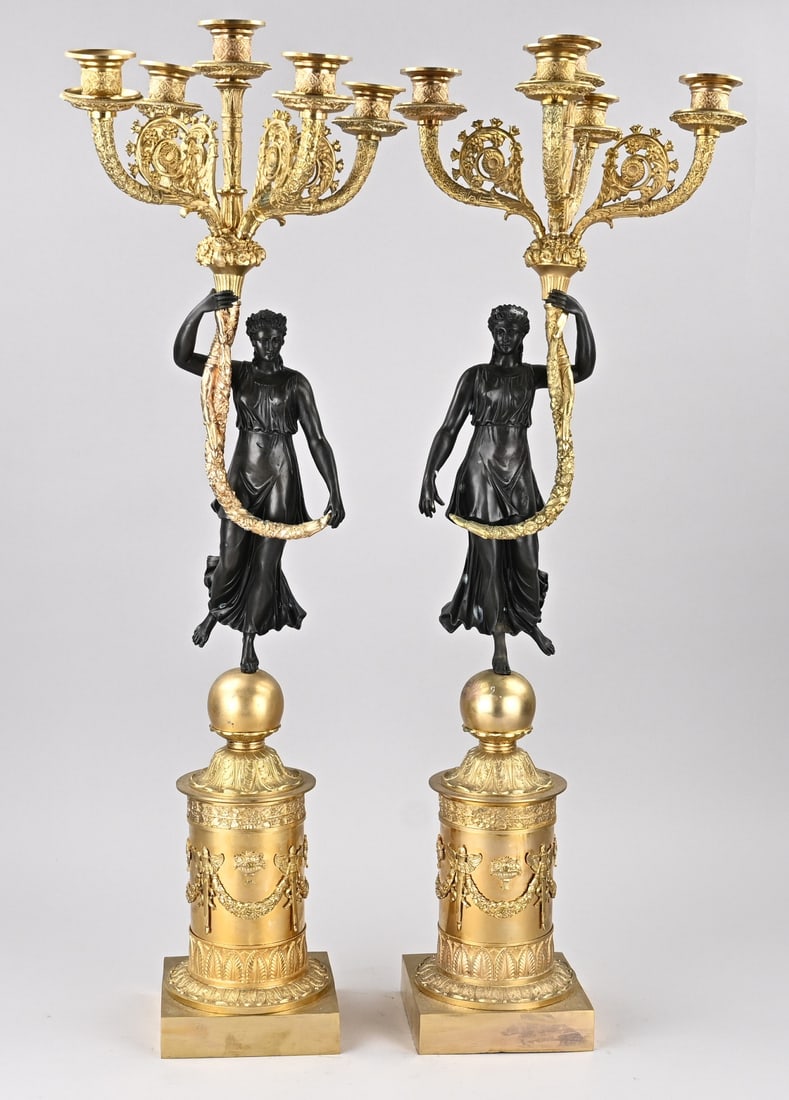 2x Empire-style candlestick, H 72 cm. (1 of 4)