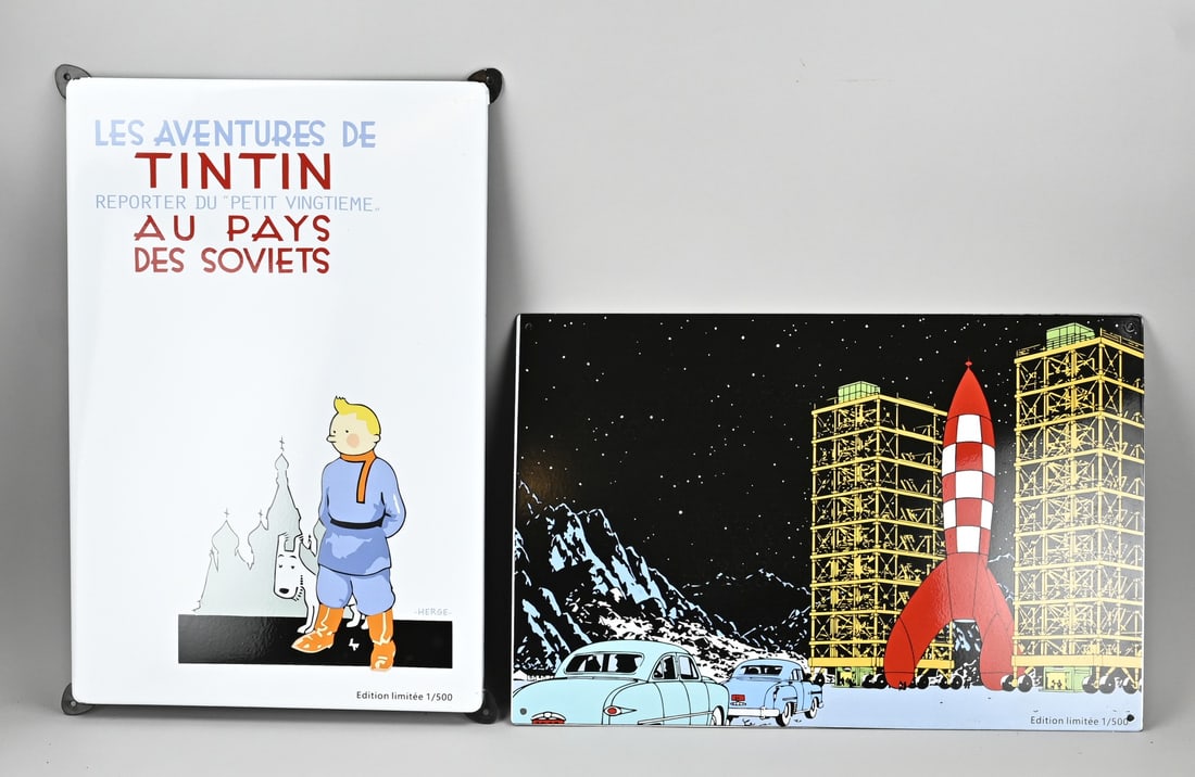 2x Enamel sign: 2x Limited edition enamel advertising signs. No. 1/500. 20th - 21st Century. Dimensions: 63 x 42 cm + 61 x 40.5 cm. In good condition.