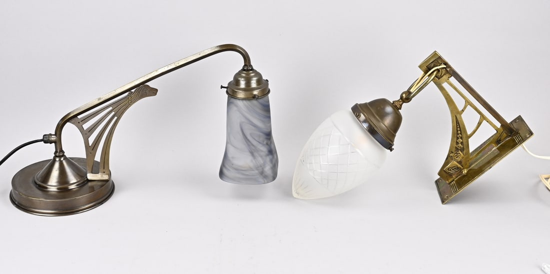 2x Art Deco lamp, H 32 - 46 cm. (1 of 1)
