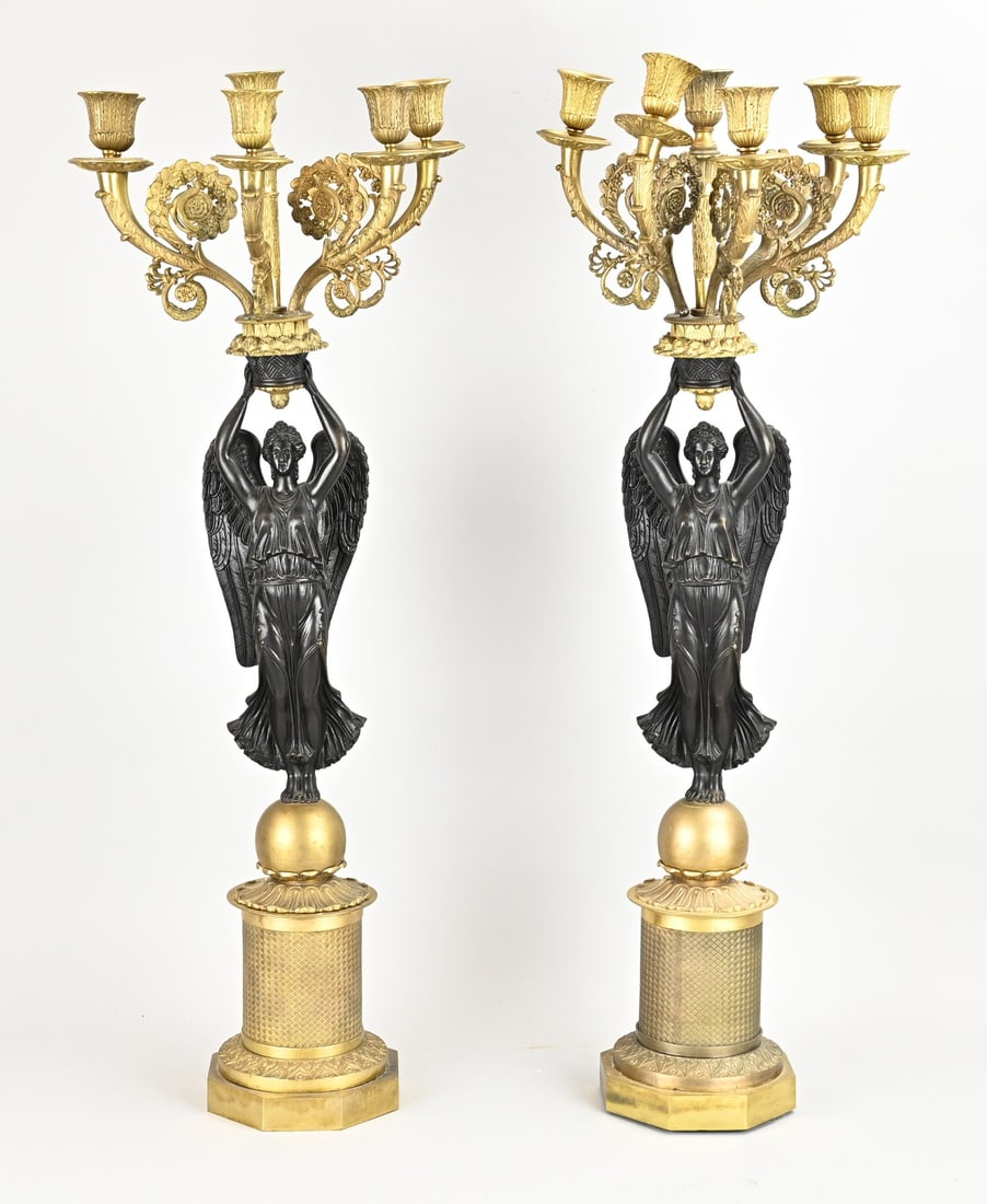 2x Empire candlestick, H 76 cm. (1 of 4)