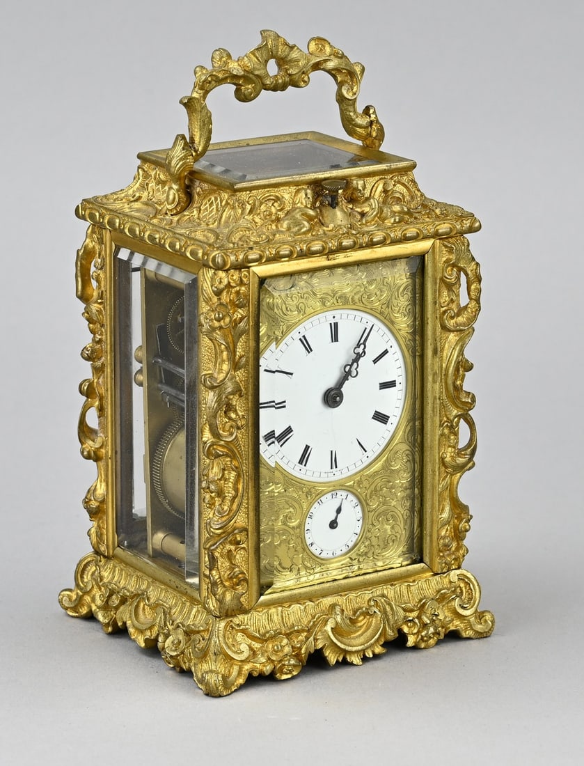 French travel alarm clock, 1840 (1 of 3)