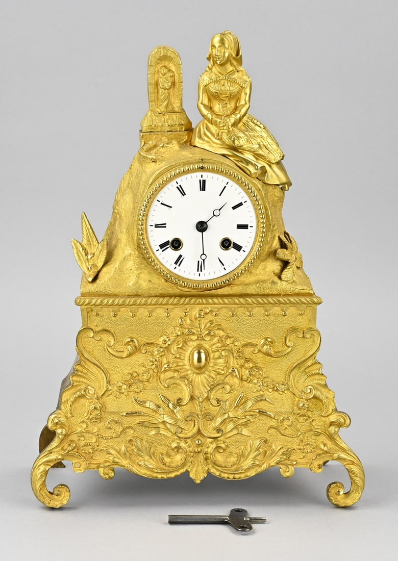 French Charles Dix mantel clock, H 35 cm. (1 of 2)
