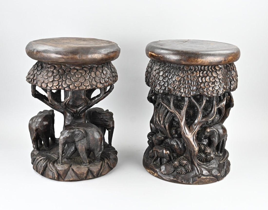 2x Stool with carving (1 of 1)