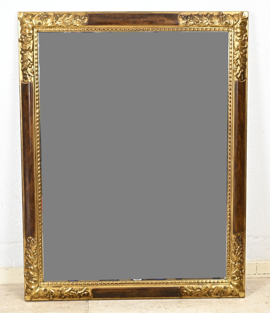 Mirror, 89 x 69 cm.: Gold-colored mirror with beveled glass. Dimensions: 89 x 69 cm. In good condition.