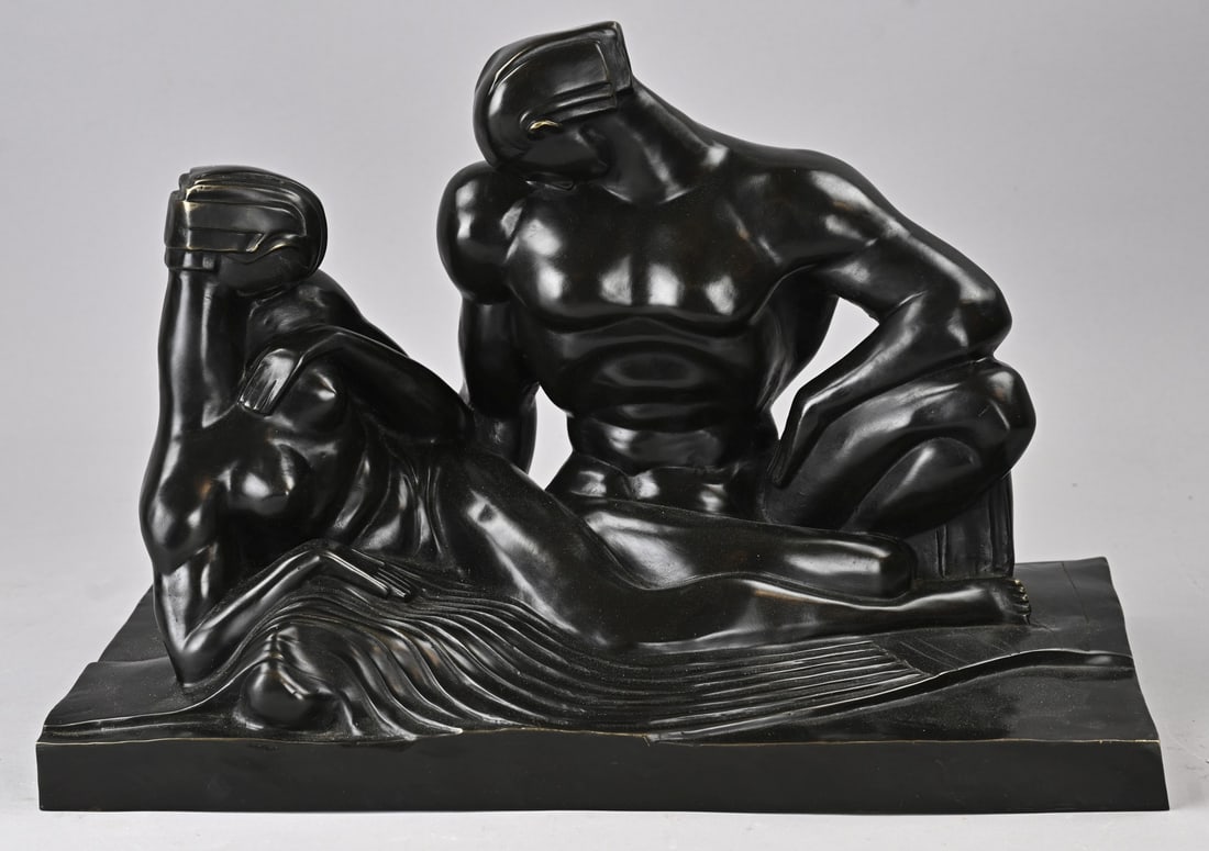Bronze figure group: Bronze figure group in the style of Lovet Lorski, however a reproduction. Dimensions: 32 x 45 x 23.5 cm. In good condition.