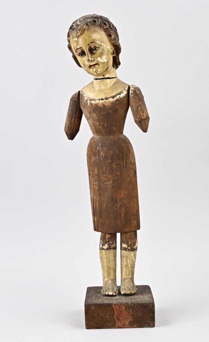 Antique Spanish figure: 18th - 19th Century Spanish polychrome Santos figure. Dimensions: 46 cm. In good condition.