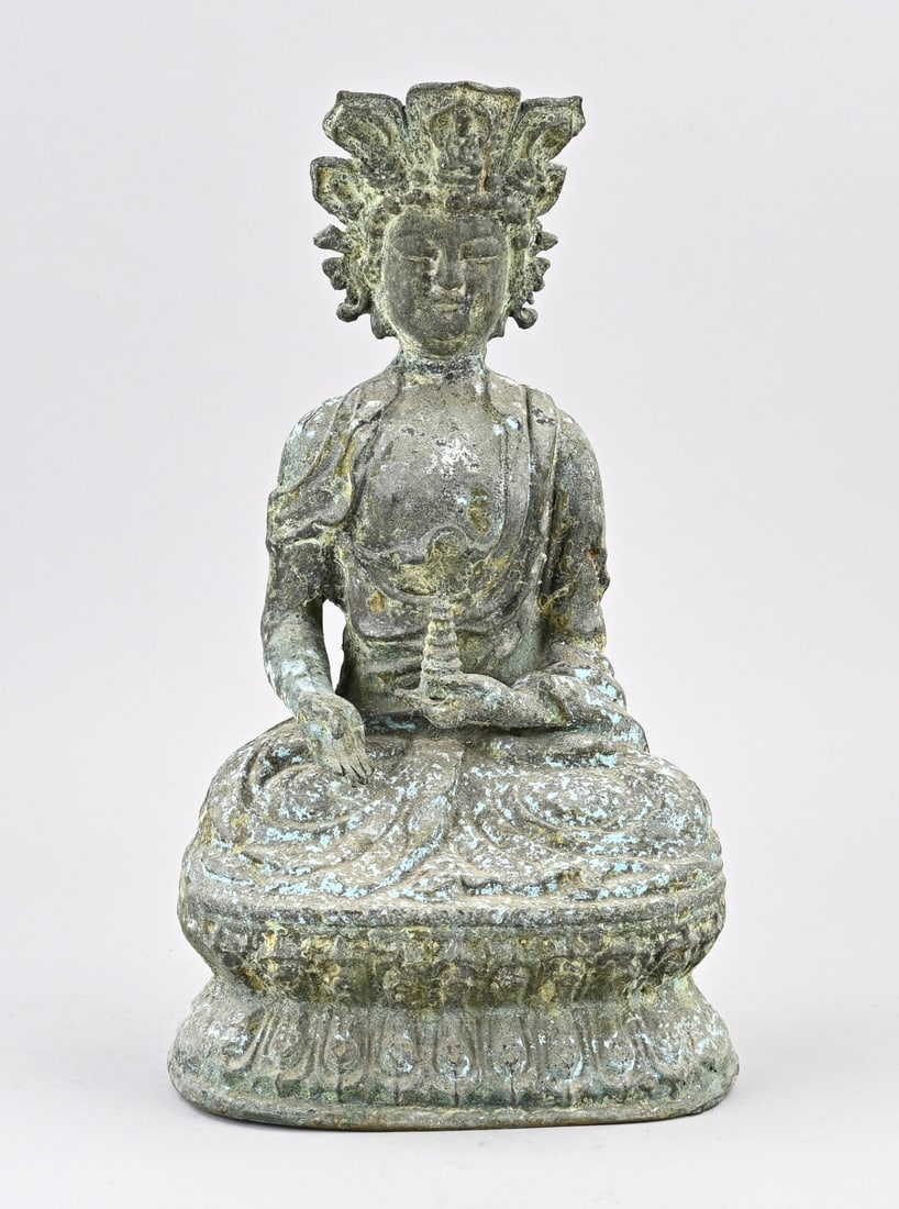 Bronze Buddha, H 38.5 cm. (1 of 3)
