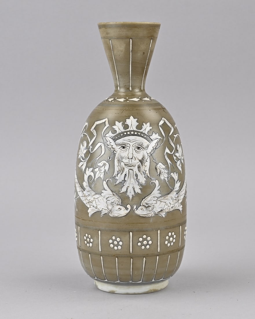 Vase of opaline glass, H 22.7 cm. (1 of 2)