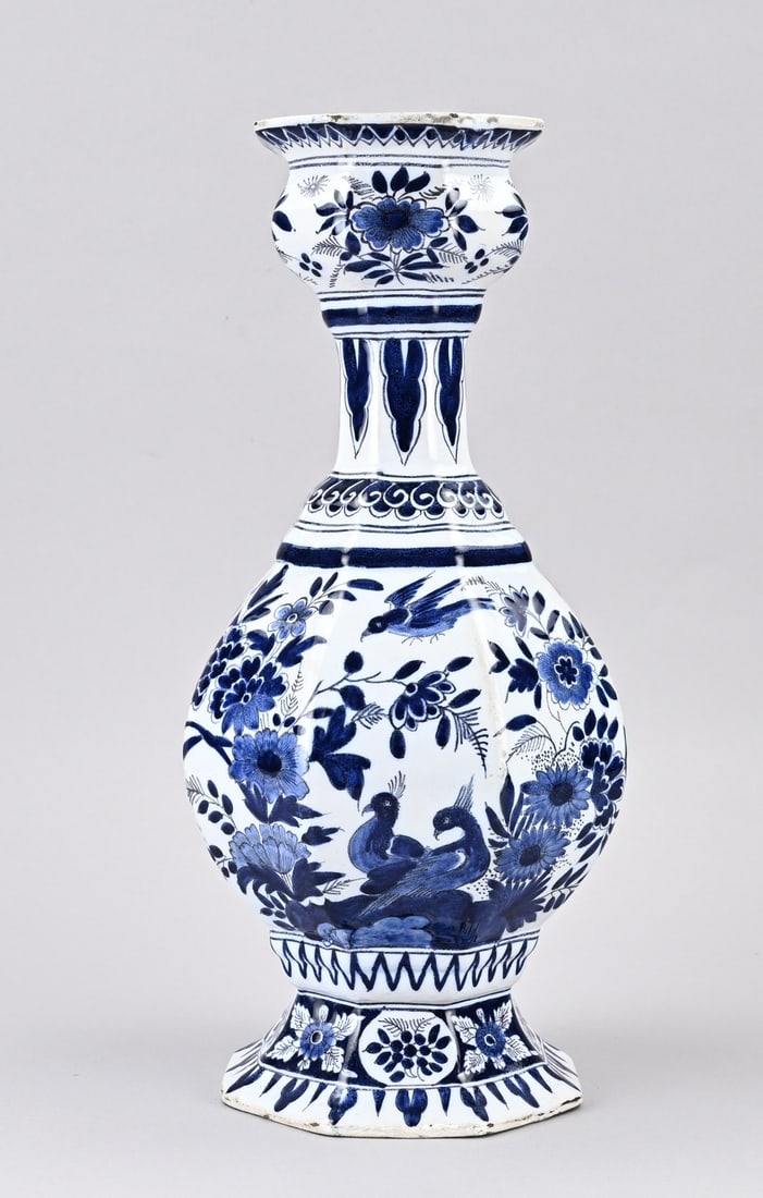 Delft vase, H 40.5 cm. (1 of 2)