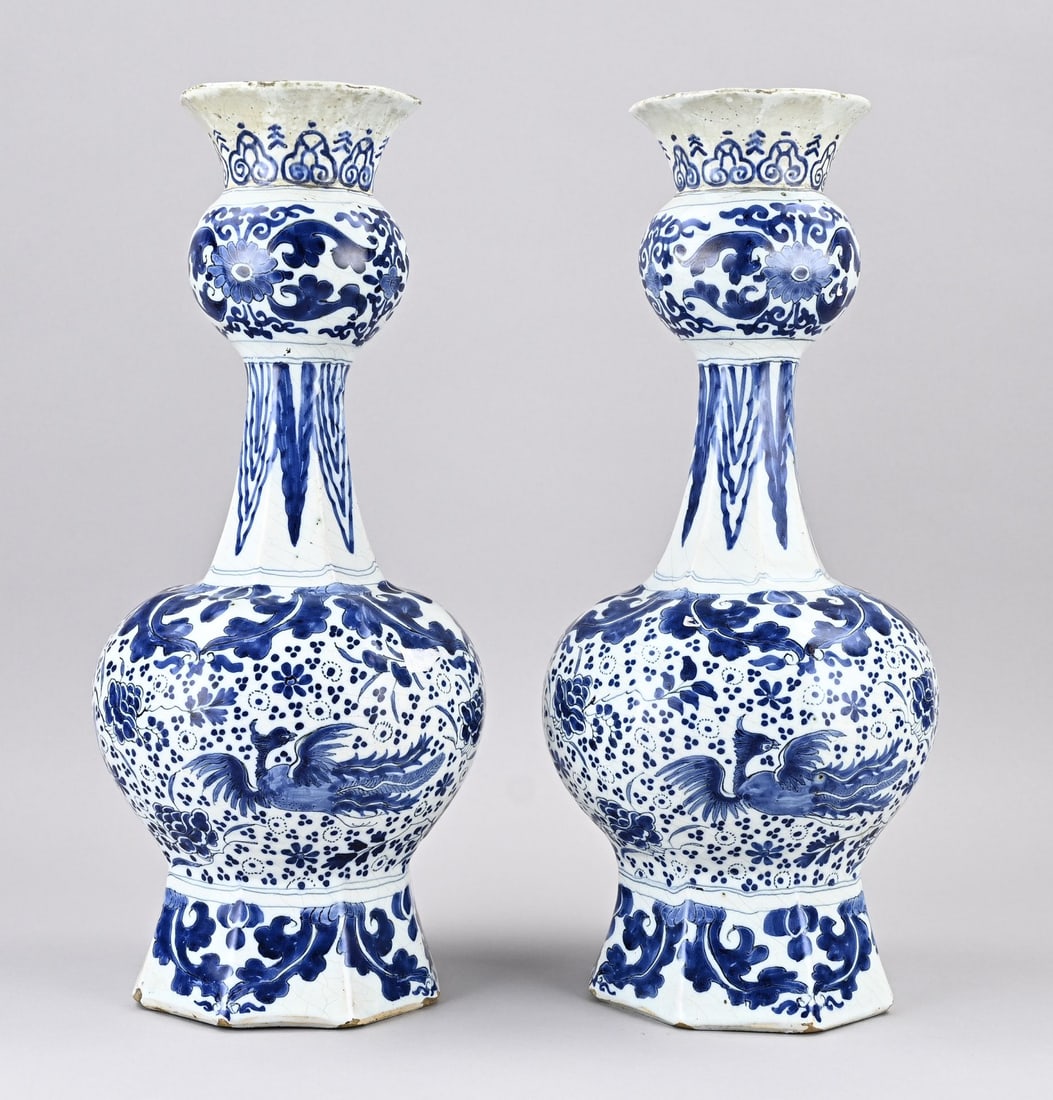 2x Delft vase, H 42 cm. (1 of 3)