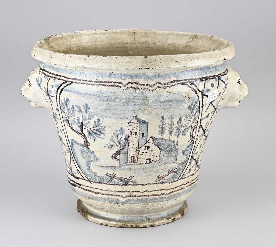 French faience pot Ø 32 cm. (1 of 2)