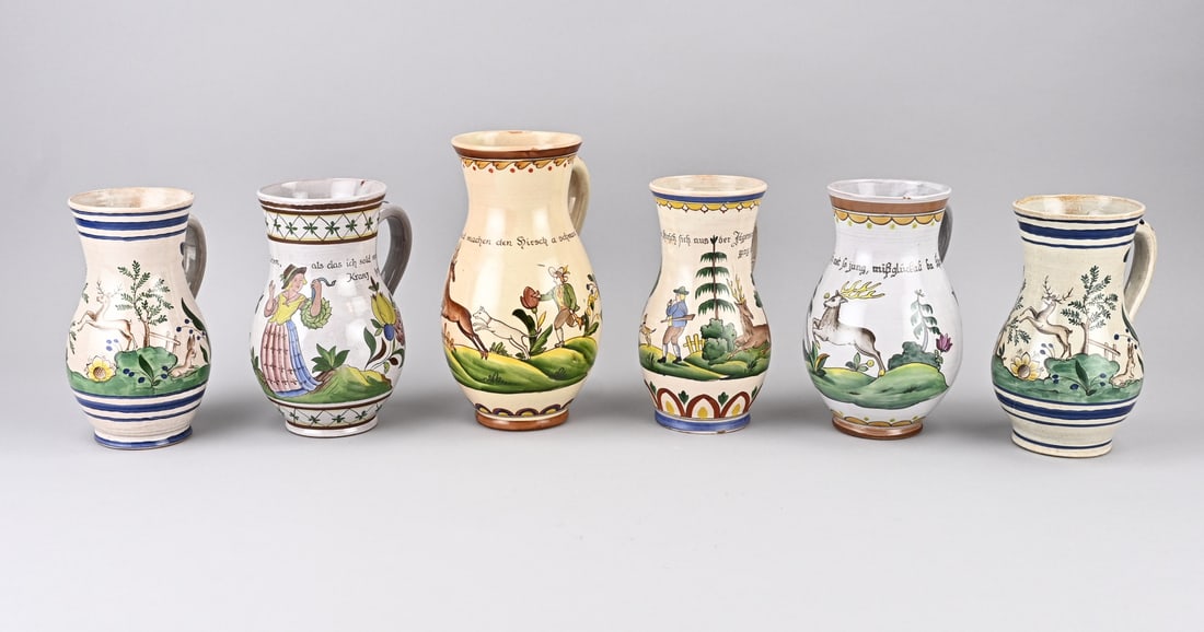 6x Austrian pouring jug, H 18 - 23 cm. (1 of 1)