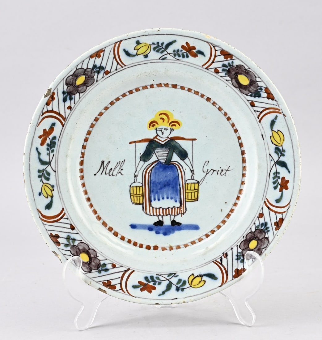 Rare antique Delft plate Ø 23 cm. (1 of 2)