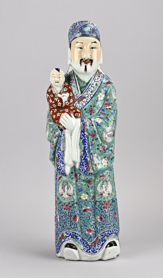 Chinese statue, H 46 cm. (1 of 3)