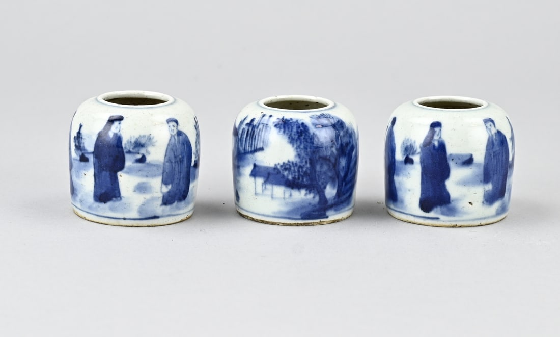 3x Chinese water pot Ø 4.9 cm. (1 of 2)