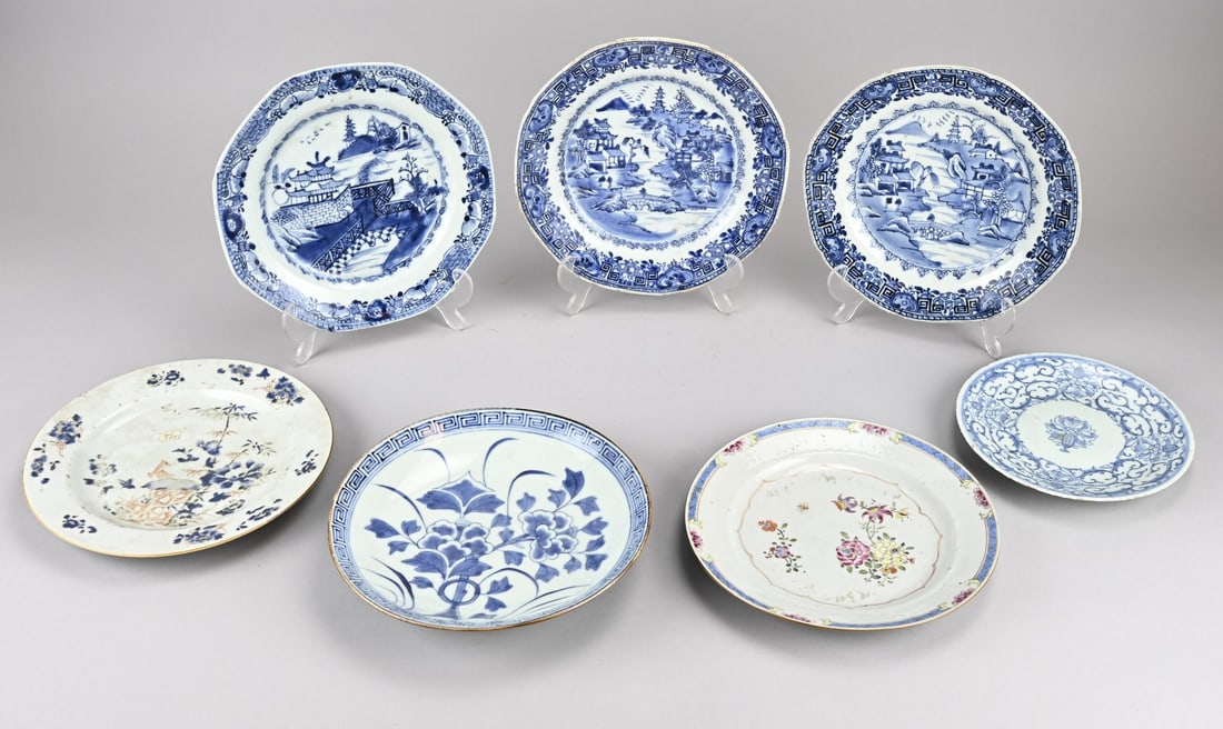 7x Chinese plate (various) Ø 18.5 - 23.5 cm. (1 of 1)
