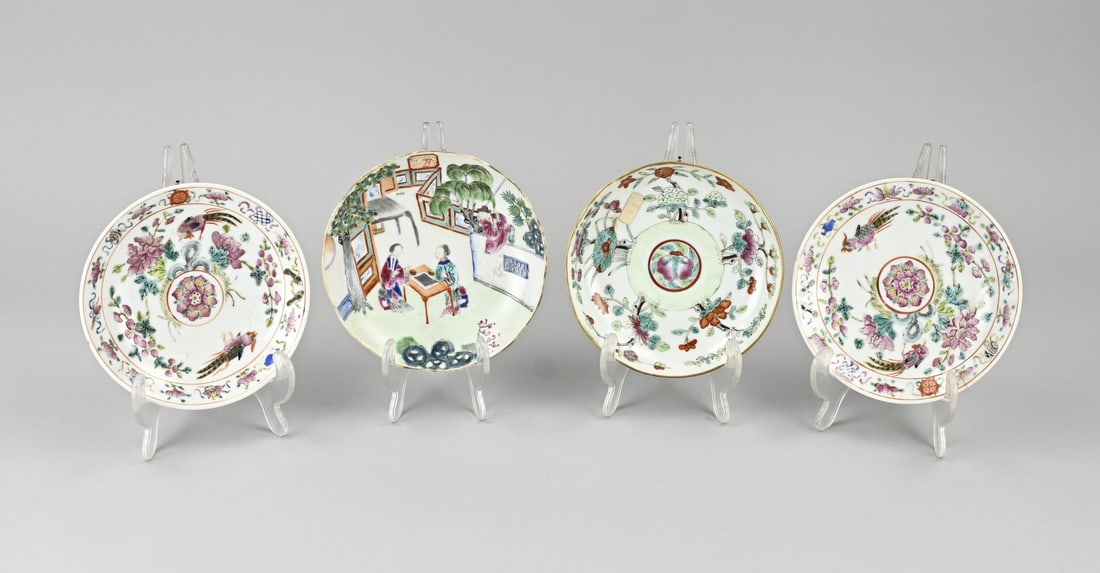 4x Rose Family saucer Ø 14 - 15 cm. (1 of 2)