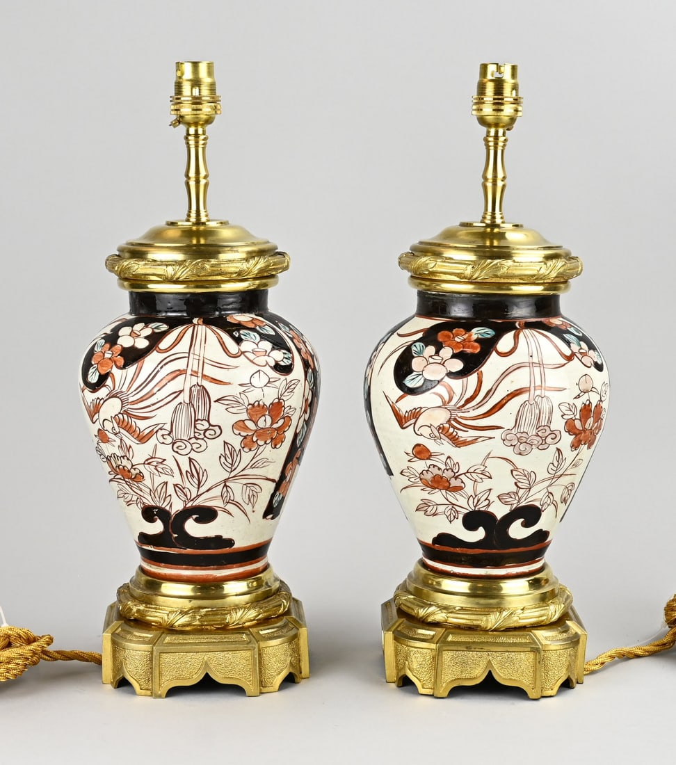 2x Imari vase lamp (Japan), H 39 cm. (1 of 1)
