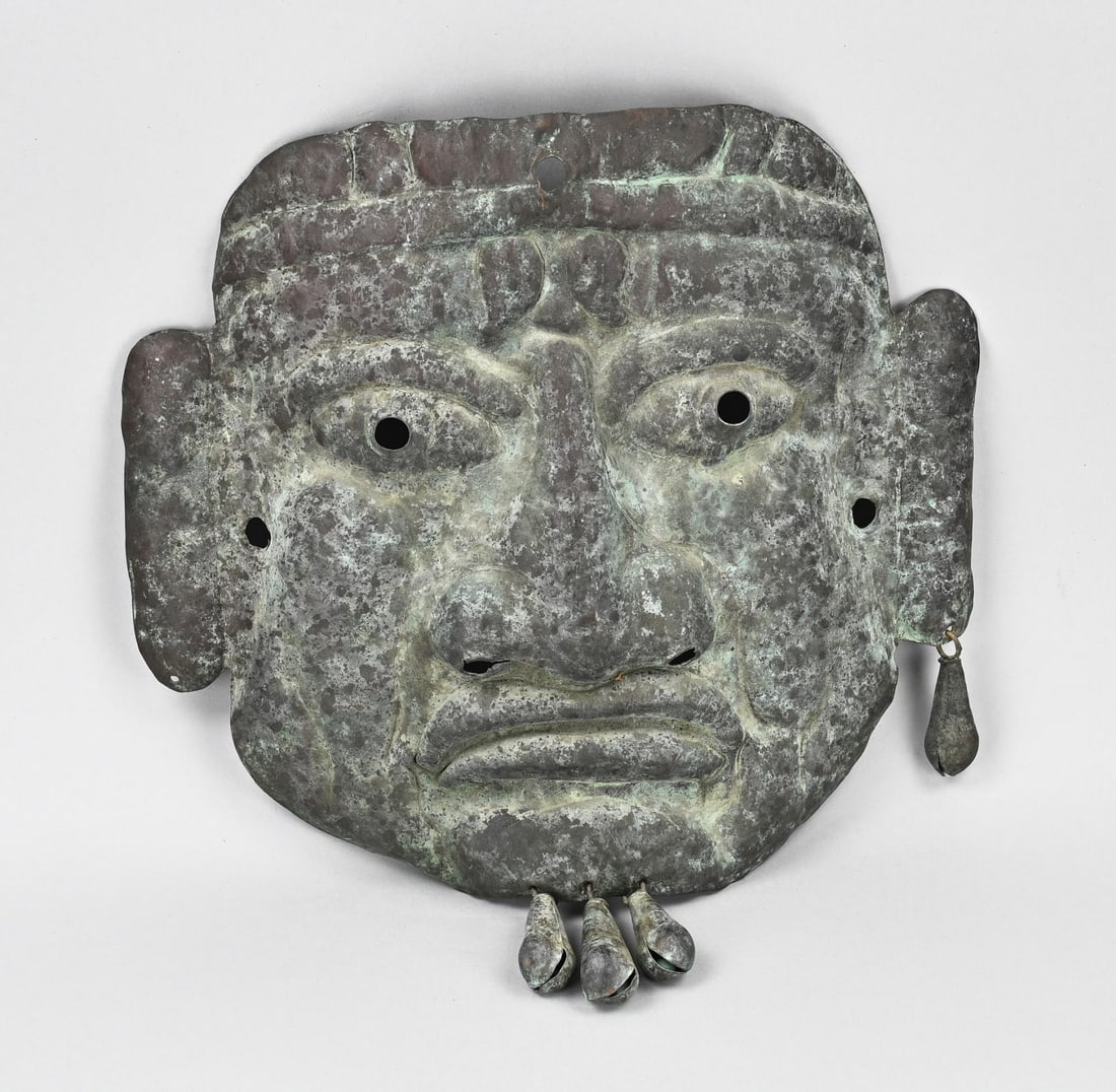 Bronze mask, 34 x 32 x 8 cm. (1 of 2)