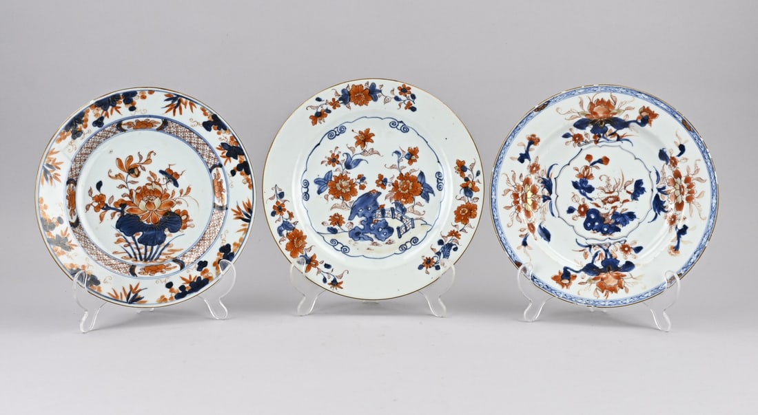 3x Chinese Imari plate Ø 22.5 - 23 cm. (1 of 2)