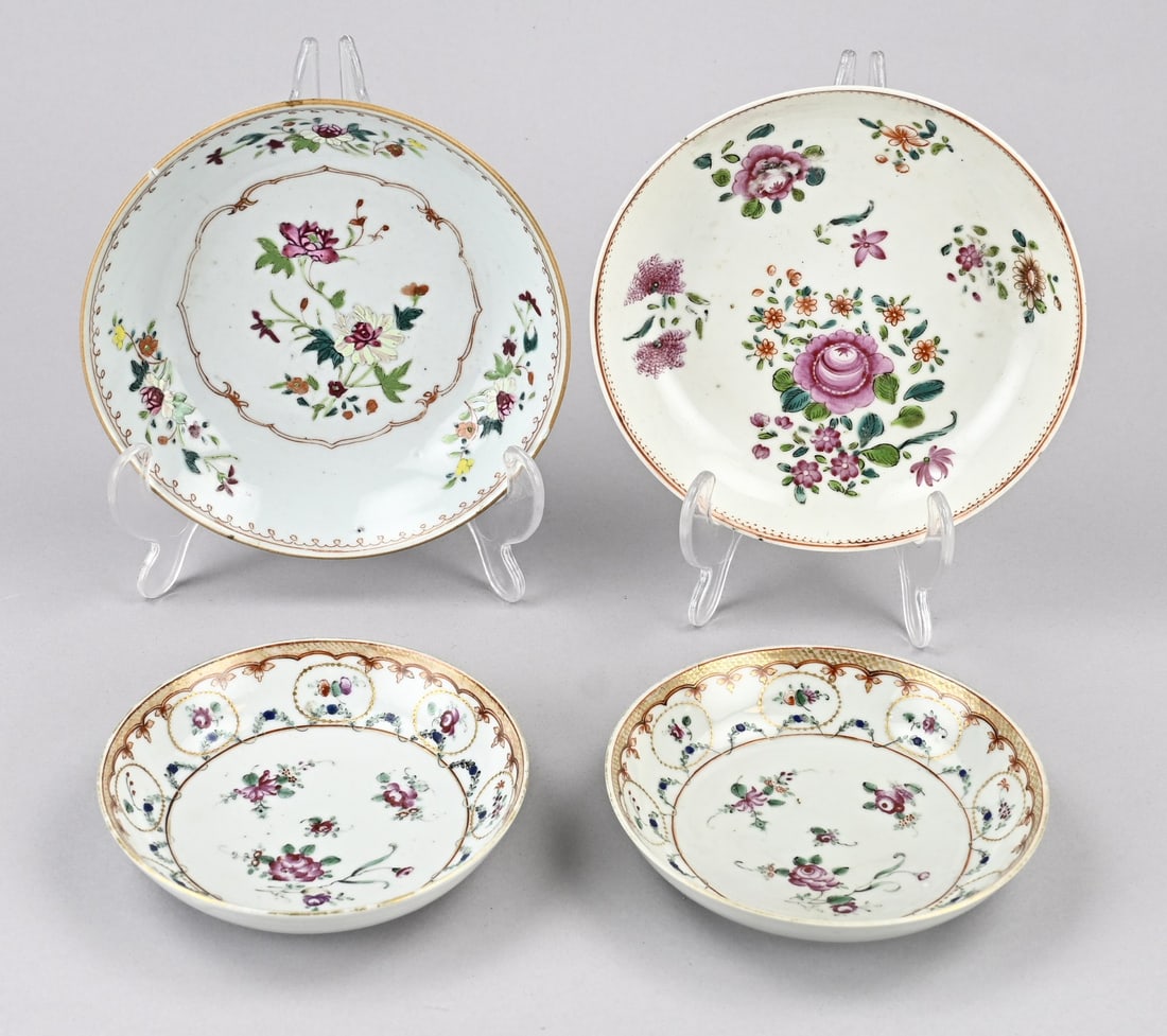 4x Chinese fam. rose saucer Ø 13 - 16.2 cm. (1 of 1)