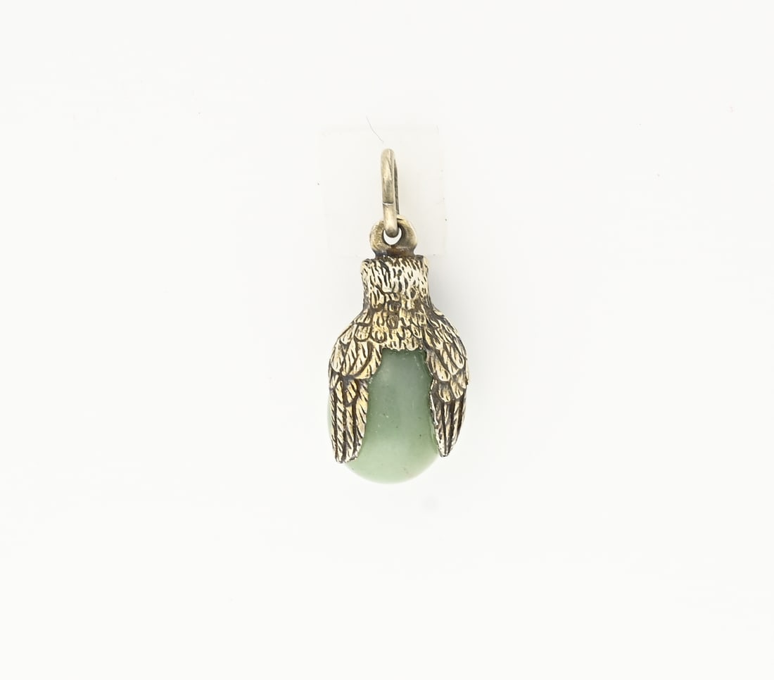 Silver egg pendant with nephrite, jade and ruby - 2