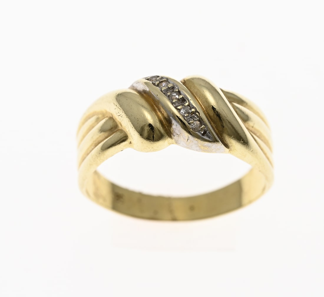 Wide gold ring with small diamonds (1 of 1)