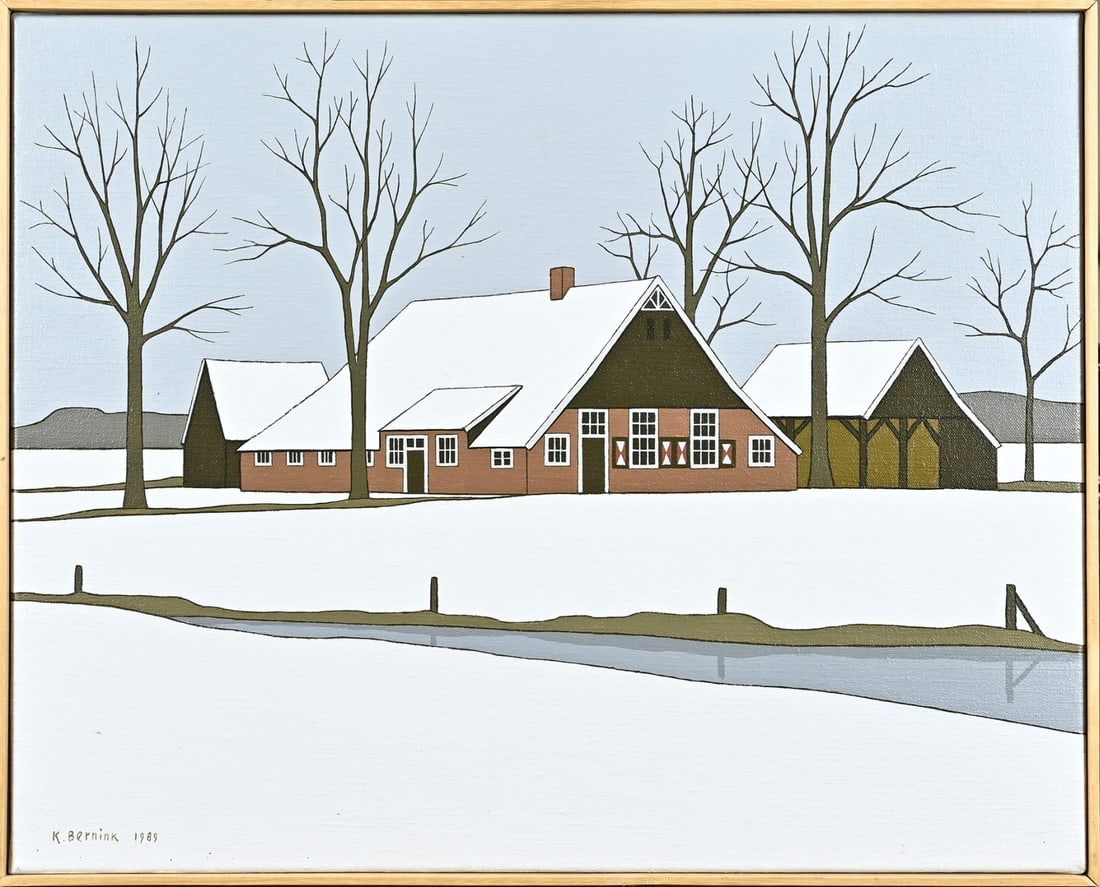 Klaas Bernink, Veneklaas/Ootmarsum: Klaas Bernink. 1913 - 1996 Glanerbrug. Veneklaas Ootmarsum. Acrylic on linen. Dimensions: H 40 x W 50 cm. In good condition.