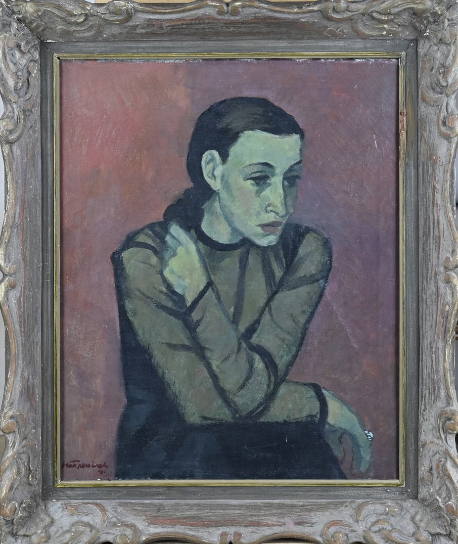 Theo Kurpershoek, Portrait: Theo Kurpershoek (1941). 1914 - 1998. Women's portrait. Oil on linen. Dimensions: H 55 x W 45 cm. In good condition.